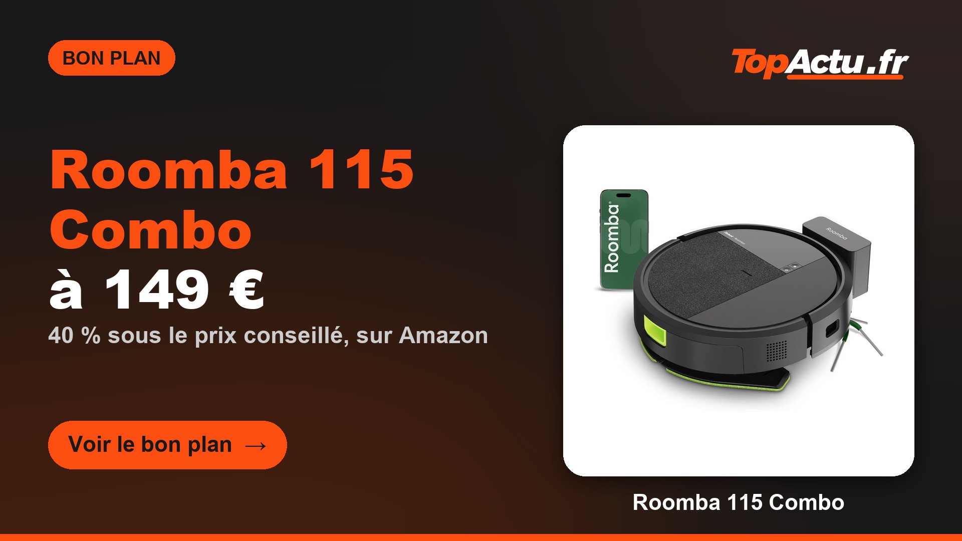 Robot aspirateur laveur iRobot Roomba 115 Combo, image à la une