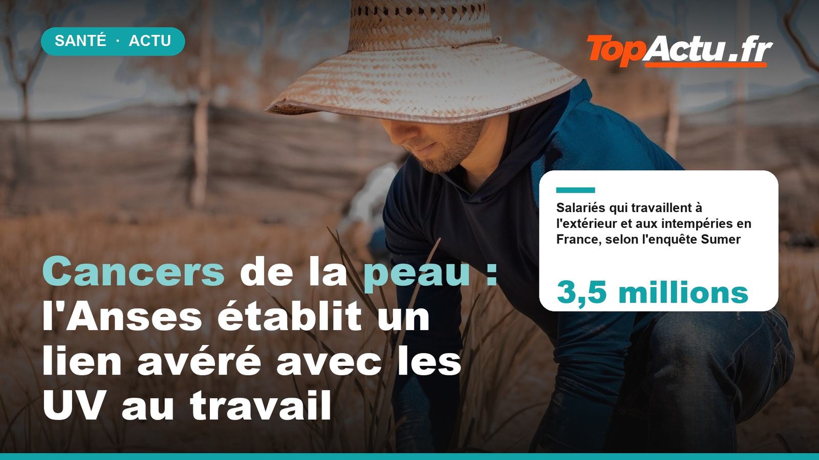 Cancers de la peau : l'Anses établit un lien avéré avec les UV au travail : 3,5 millions, image à la une