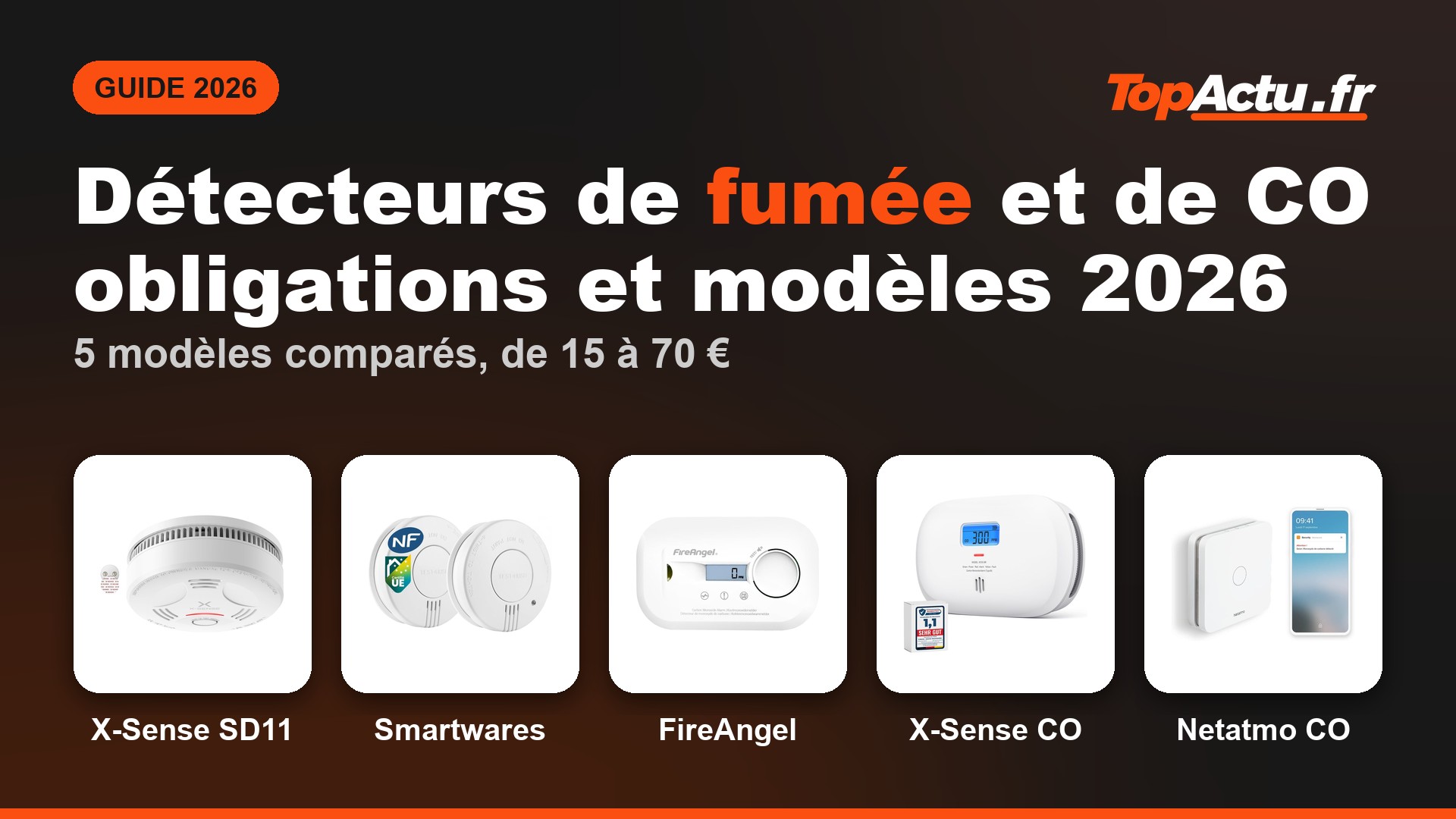 Détecteur de fumée et de monoxyde de carbone en 2026 : X-Sense SD11, Smartwares, FireAngel, X-Sense CO, Netatmo CO