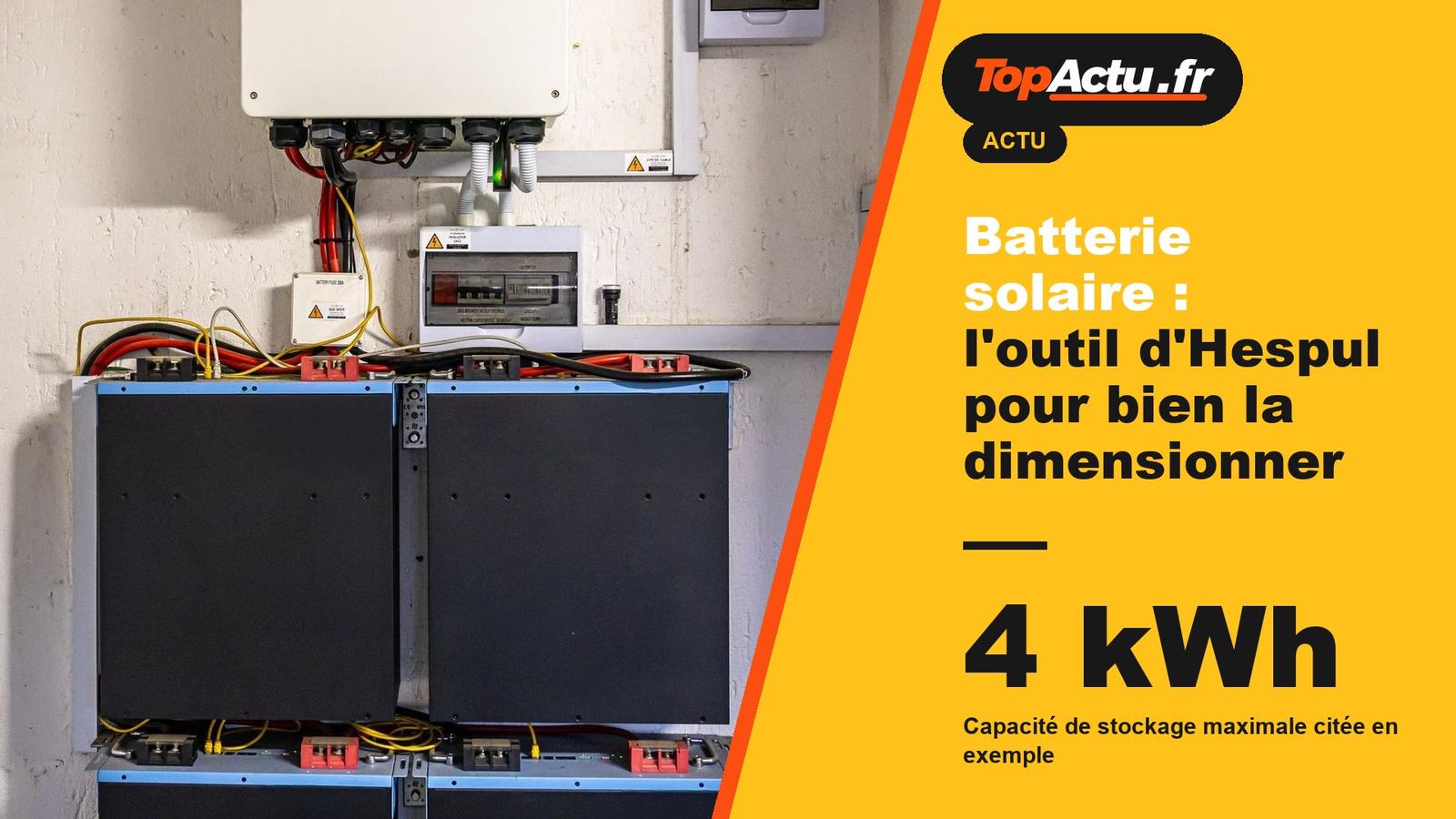 Batterie solaire : l'outil d'Hespul pour bien la dimensionner : 4 kWh, image à la une