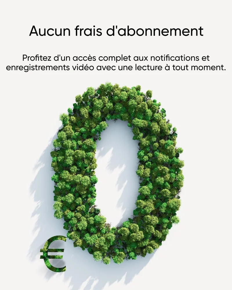 Un grand zéro en feuillage pour illustrer l'absence de frais d'abonnement