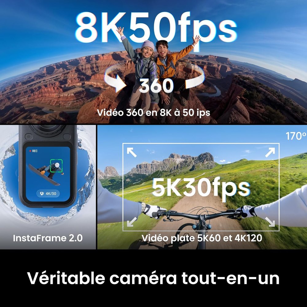 Vidéo 360 en 8K à 50 images par seconde de l'Insta360 X6, visuel du fabricant