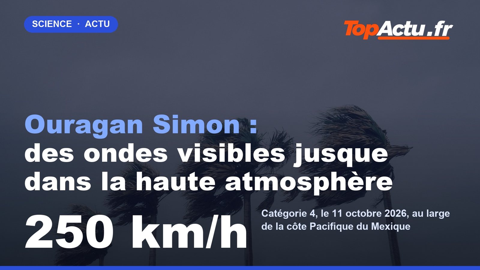 Ouragan Simon : des ondes visibles jusque dans la haute atmosphère : 250 km/h, image à la une