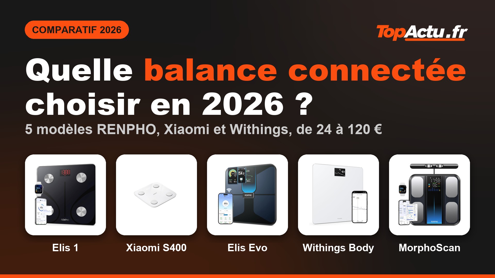 Quelle balance connectée choisir en 2026 : Elis 1, Xiaomi S400, Elis Evo, Withings Body, MorphoScan