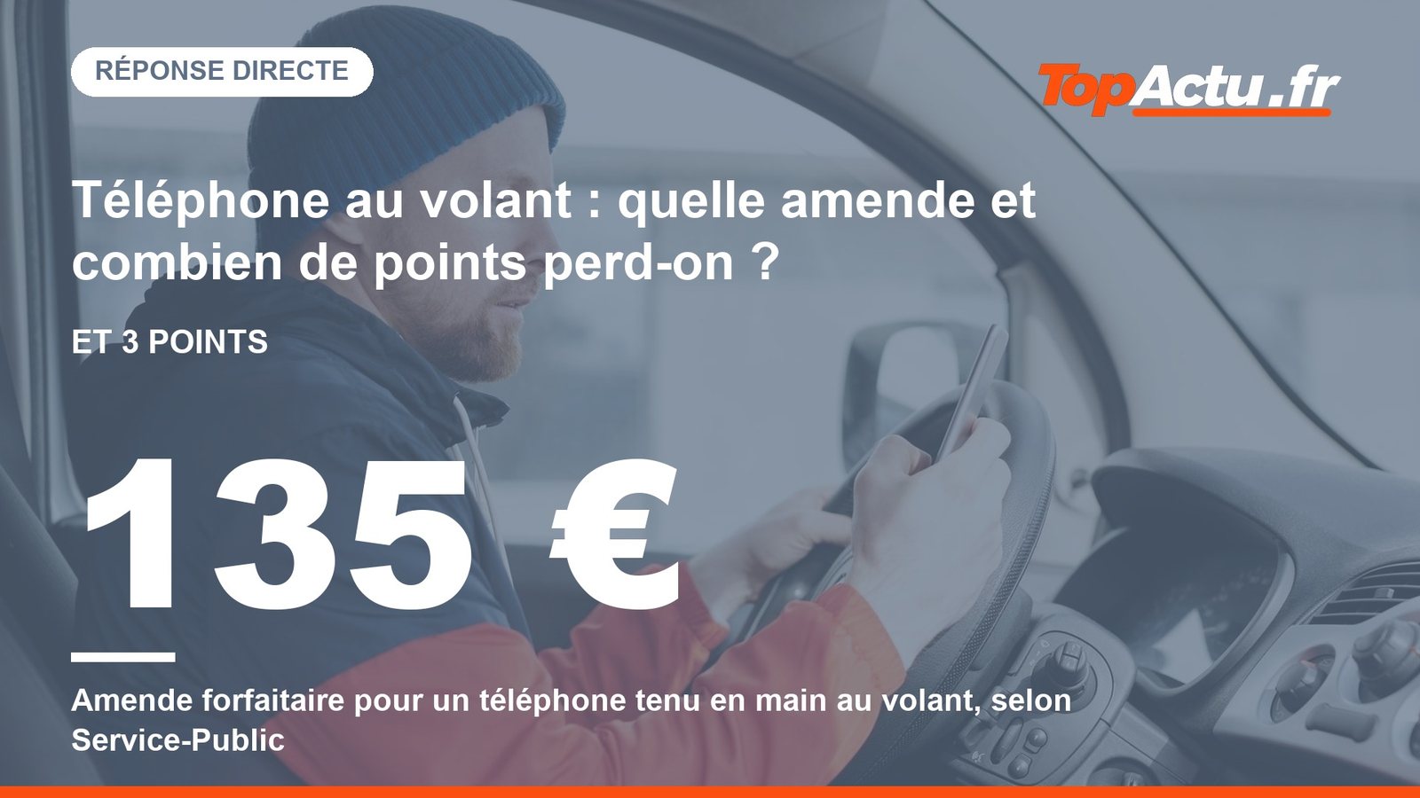 Téléphone au volant : quelle amende et combien de points perd-on ? : 135 €, image à la une