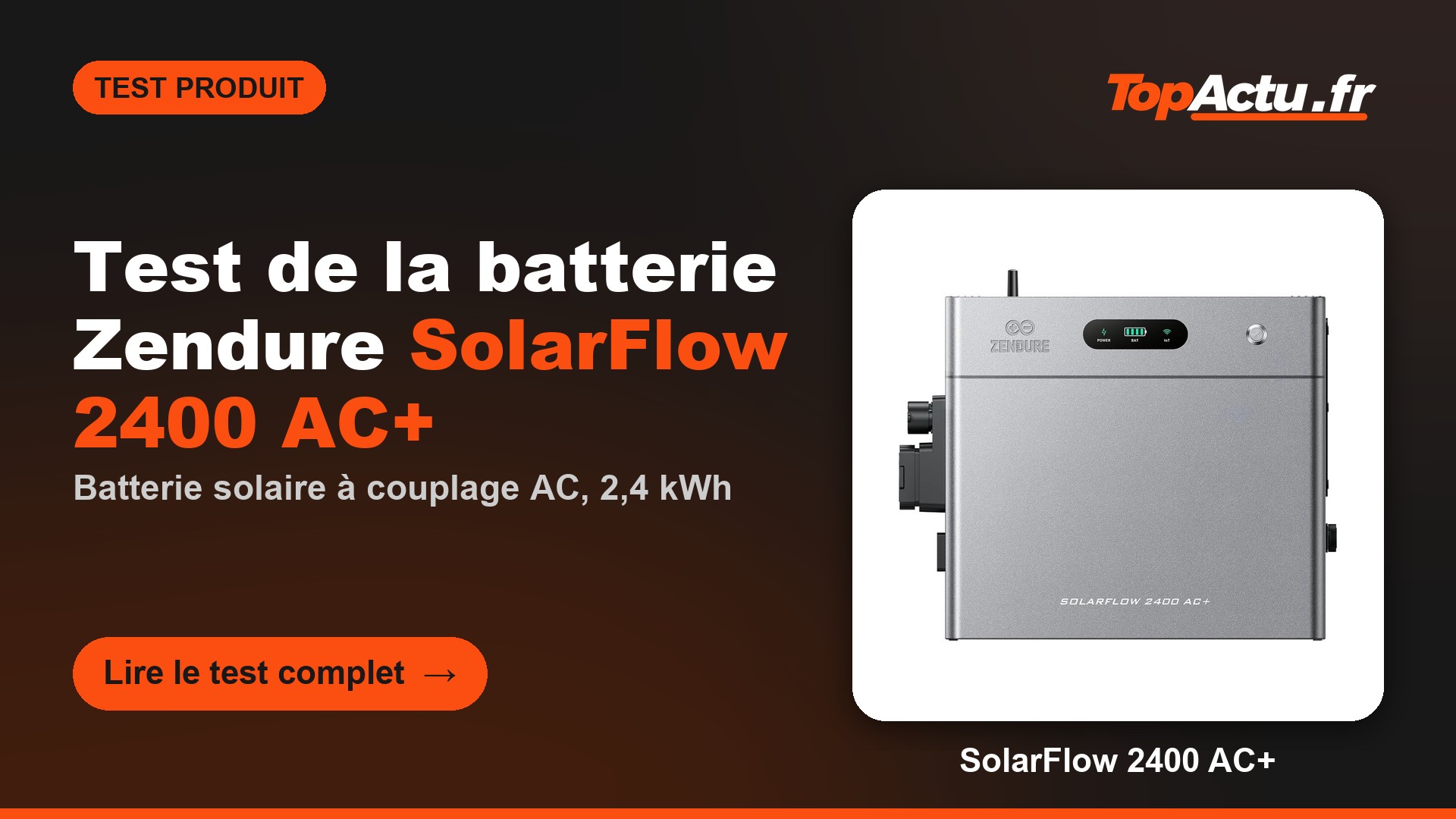 Batterie solaire Zendure SolarFlow 2400 AC+, image à la une