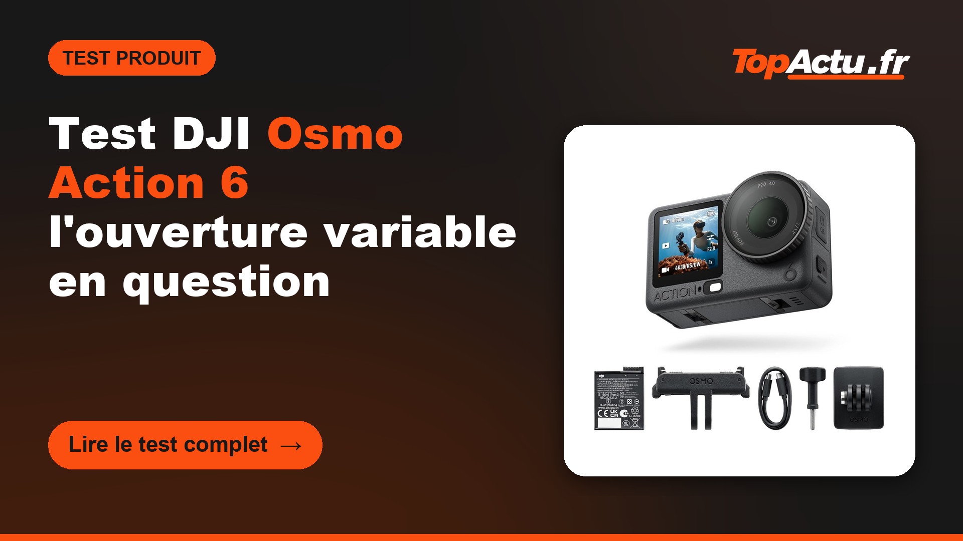 Caméra d'action DJI Osmo Action 6, image à la une du test
