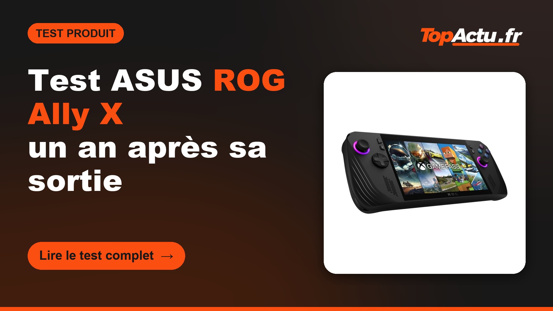 Console portable ASUS ROG Ally X, image à la une du test