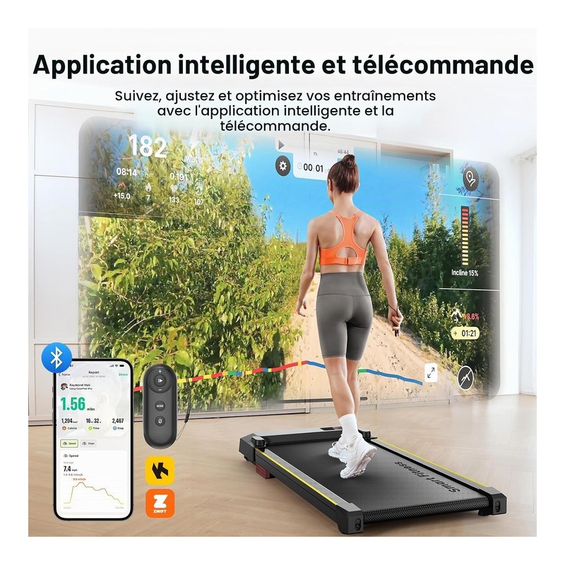 UREVO Compact 1-6 km/h, tapis de marche pliable
