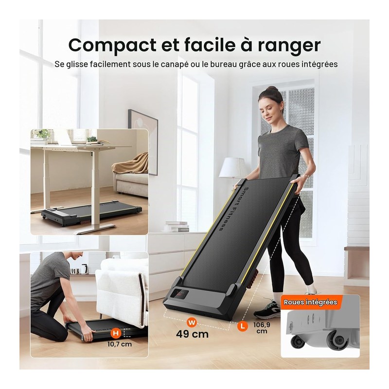 UREVO à double amortissement, tapis de marche pliable