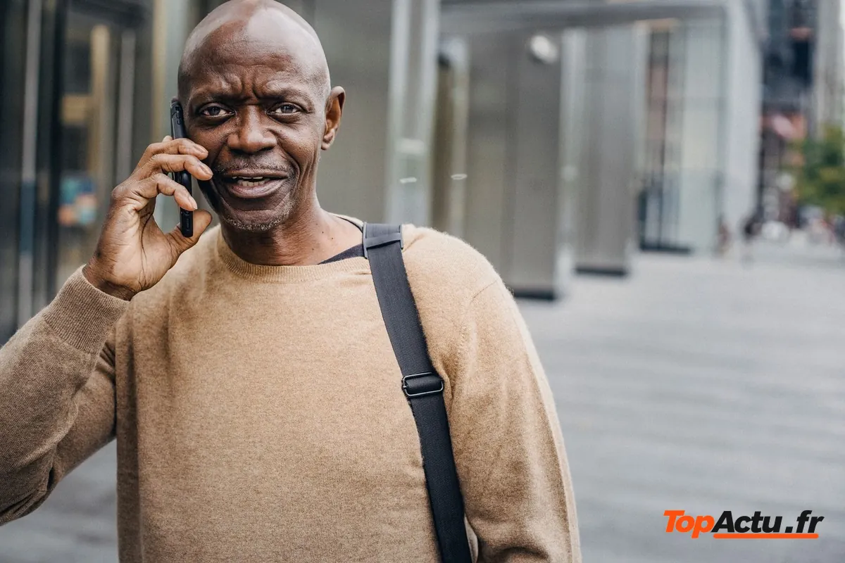 Homme qui téléphone dans la rue
