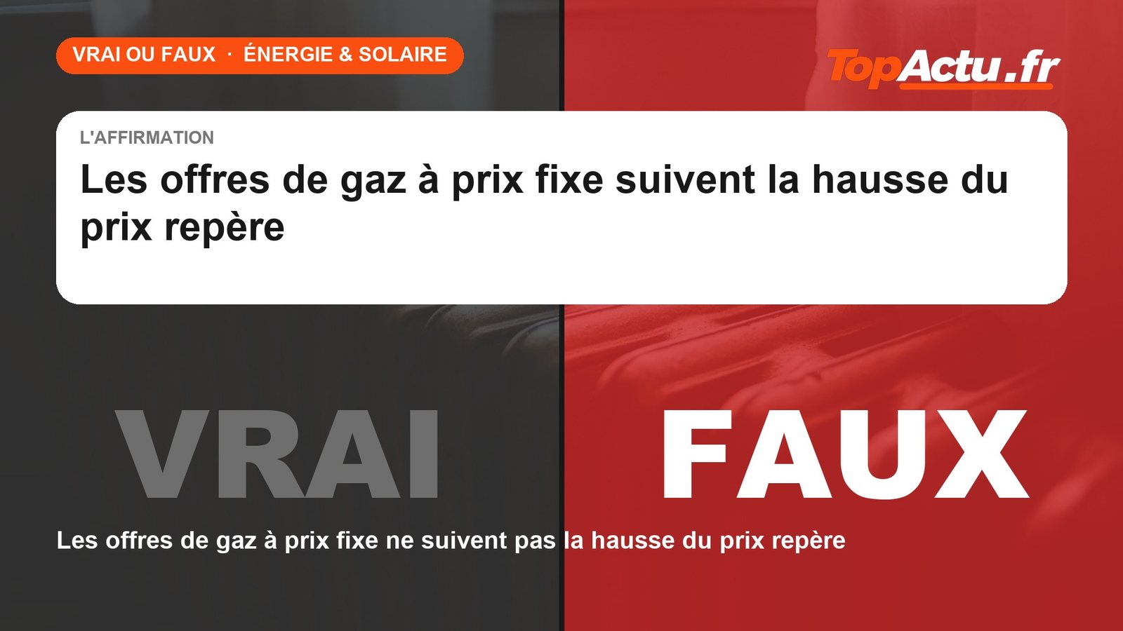 Vrai ou faux : les offres de gaz à prix fixe suivent la hausse du prix repère : FAUX, image à la une