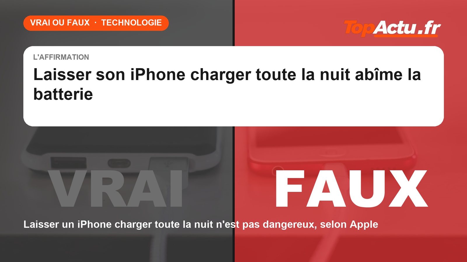 Vrai ou faux : laisser son iPhone charger toute la nuit abîme la batterie : FAUX, POUR UN IPHONE, image à la une