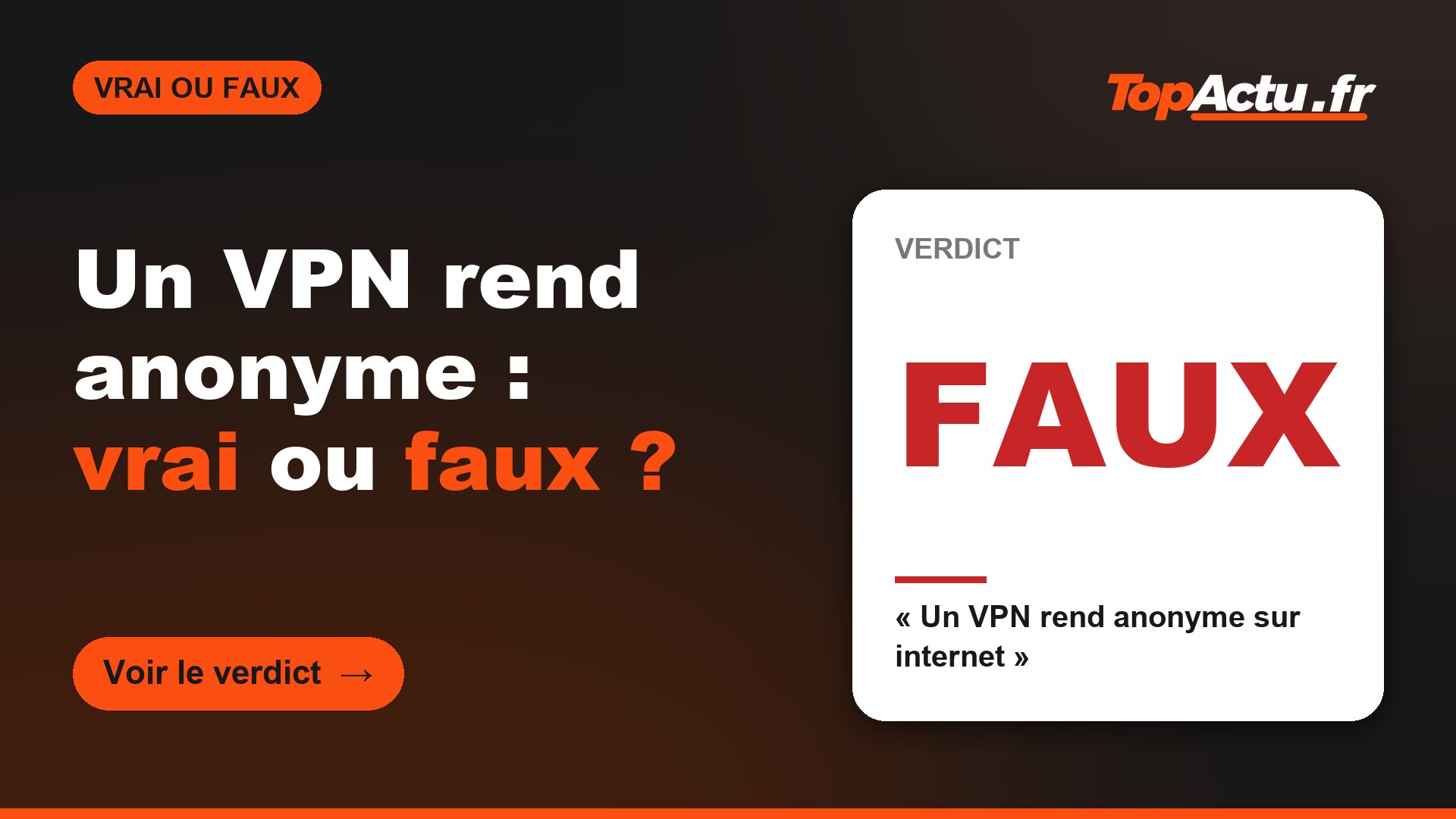 Un VPN rend anonyme : vrai ou faux ? : FAUX (« Un VPN rend anonyme sur internet »)