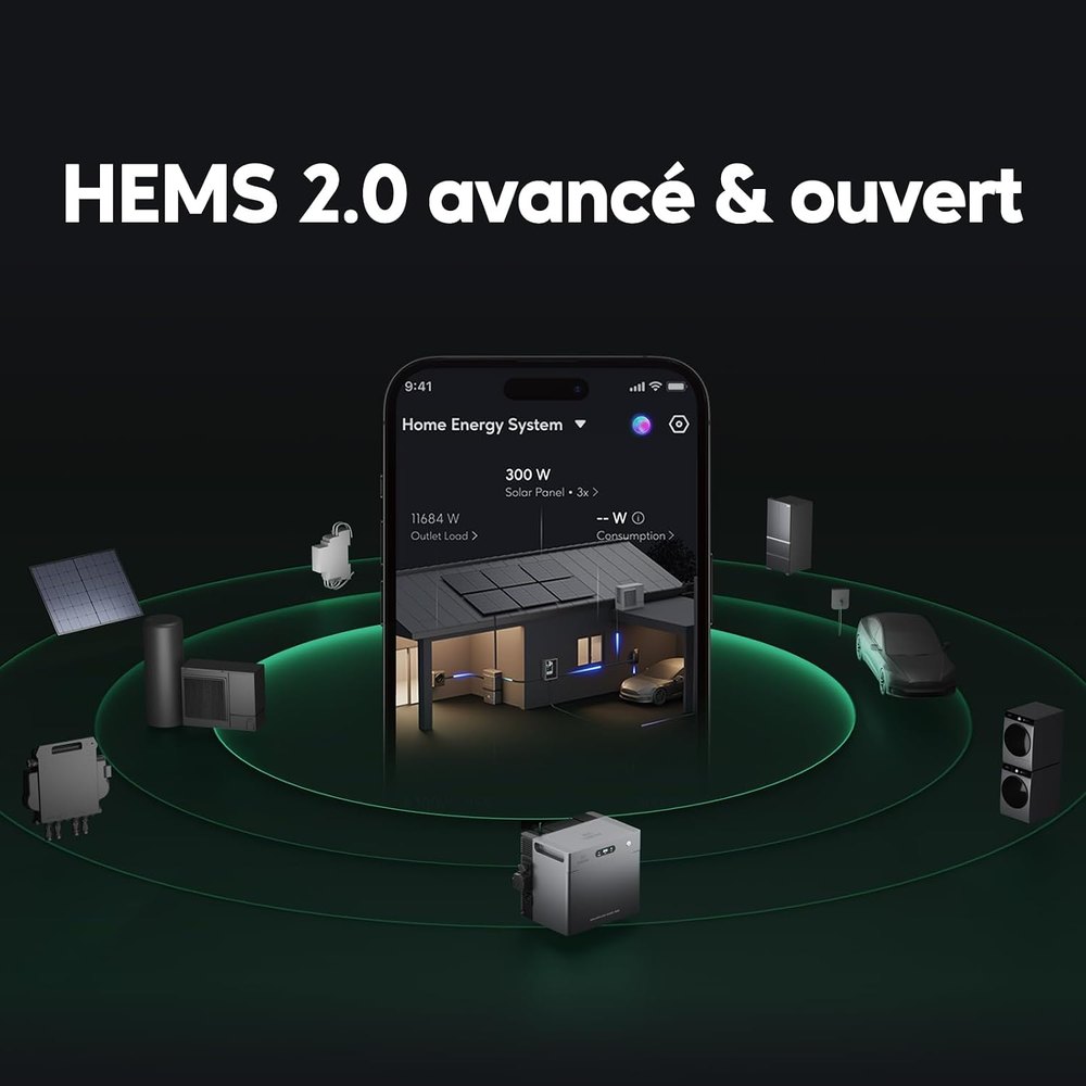 Application Zendure et système de gestion de l'énergie HEMS 2.0 sur smartphone, visuel du fabricant